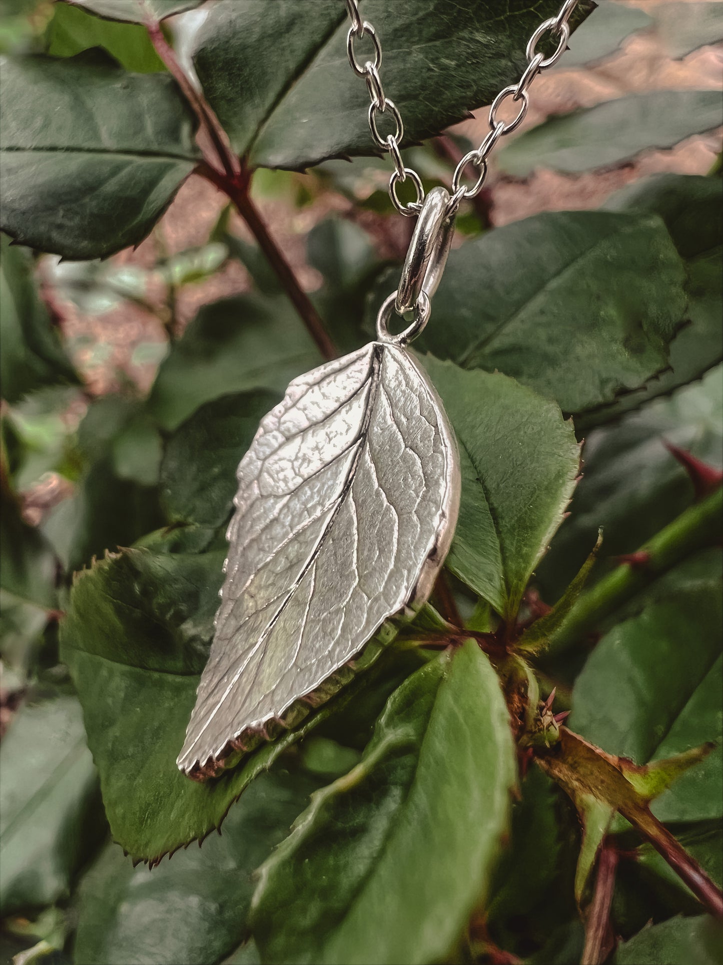 Rose Leaf Pendant in Sterling Silver