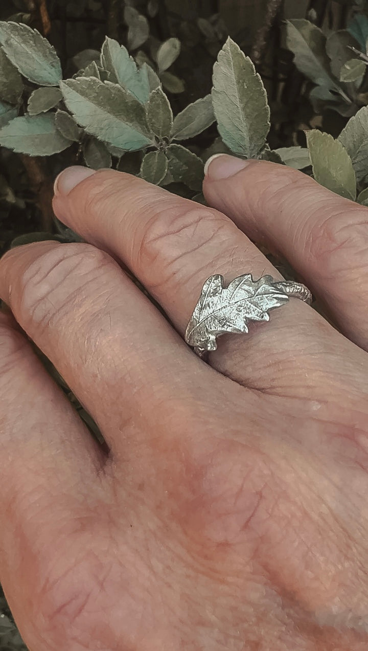 Oak Leaf Ring in Sterling Silver