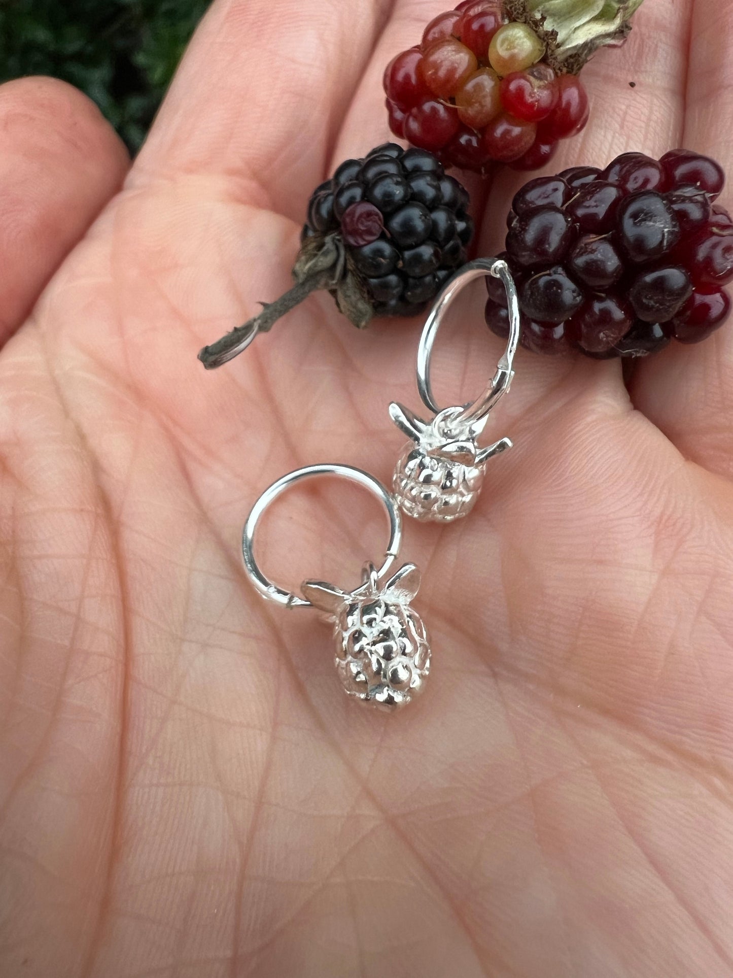 Blackberry Hoop Earrings in Sterling Silver