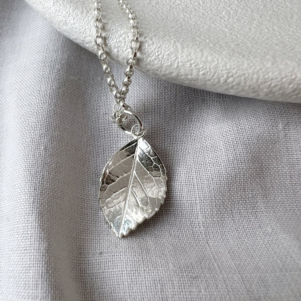 Rose Leaf Pendant in Sterling Silver