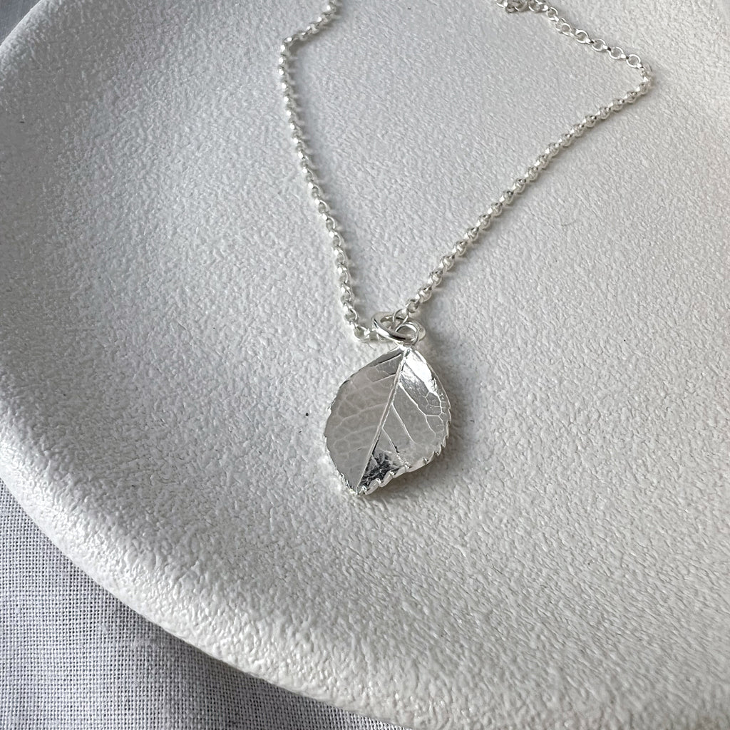 Rose Leaf Pendant in Sterling Silver