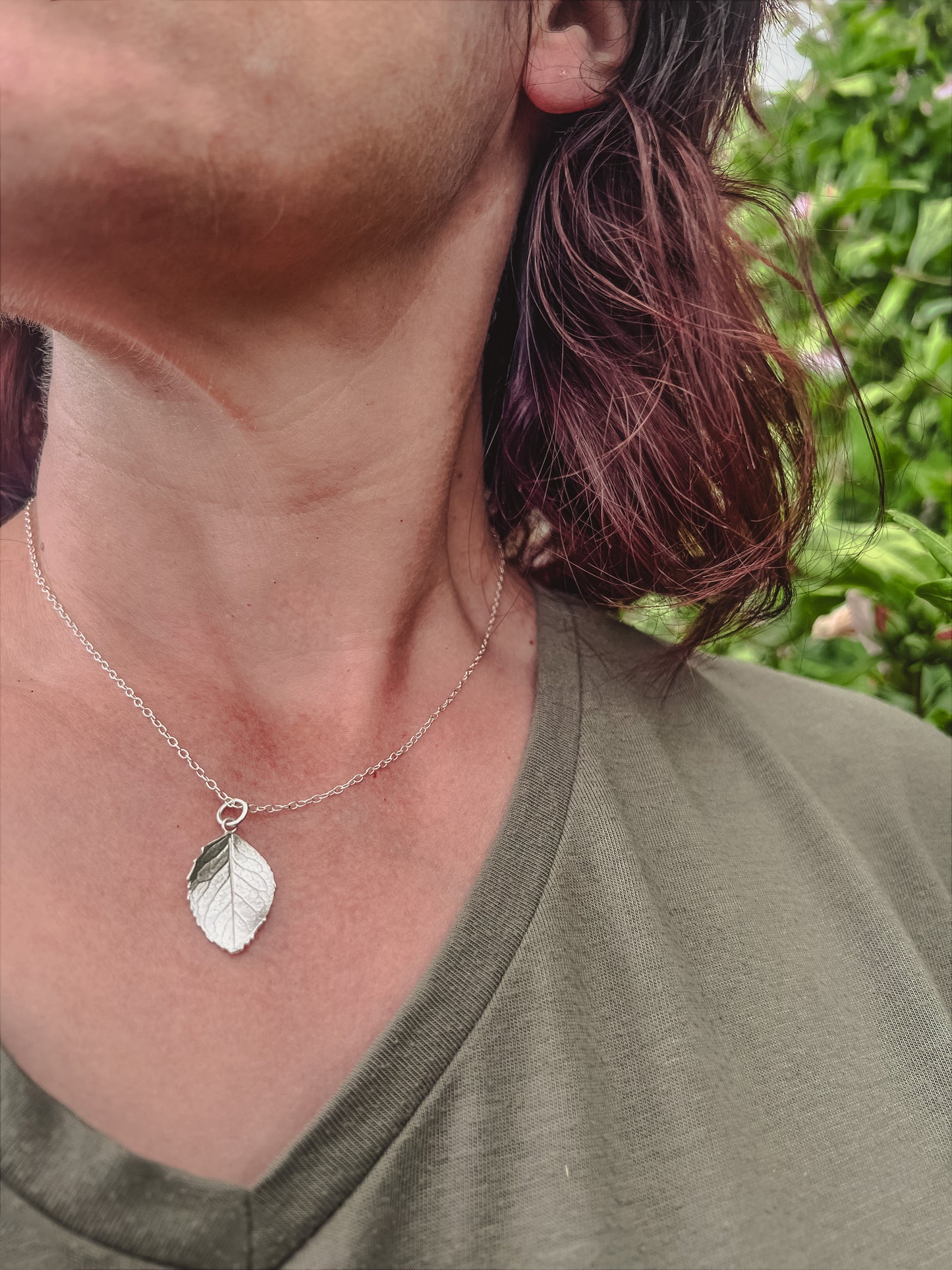 Rose Leaf Pendant in Sterling Silver