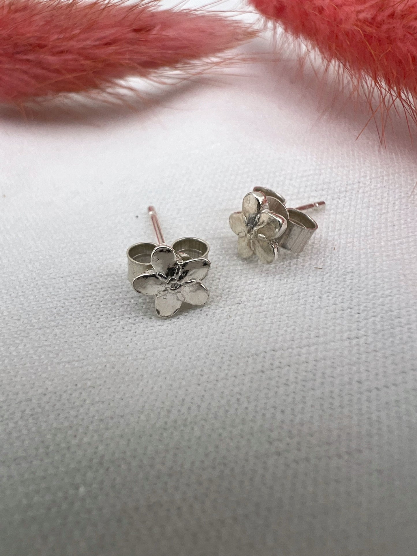 Tiny Forget Me Not Stud Earrings in Sterling Silver