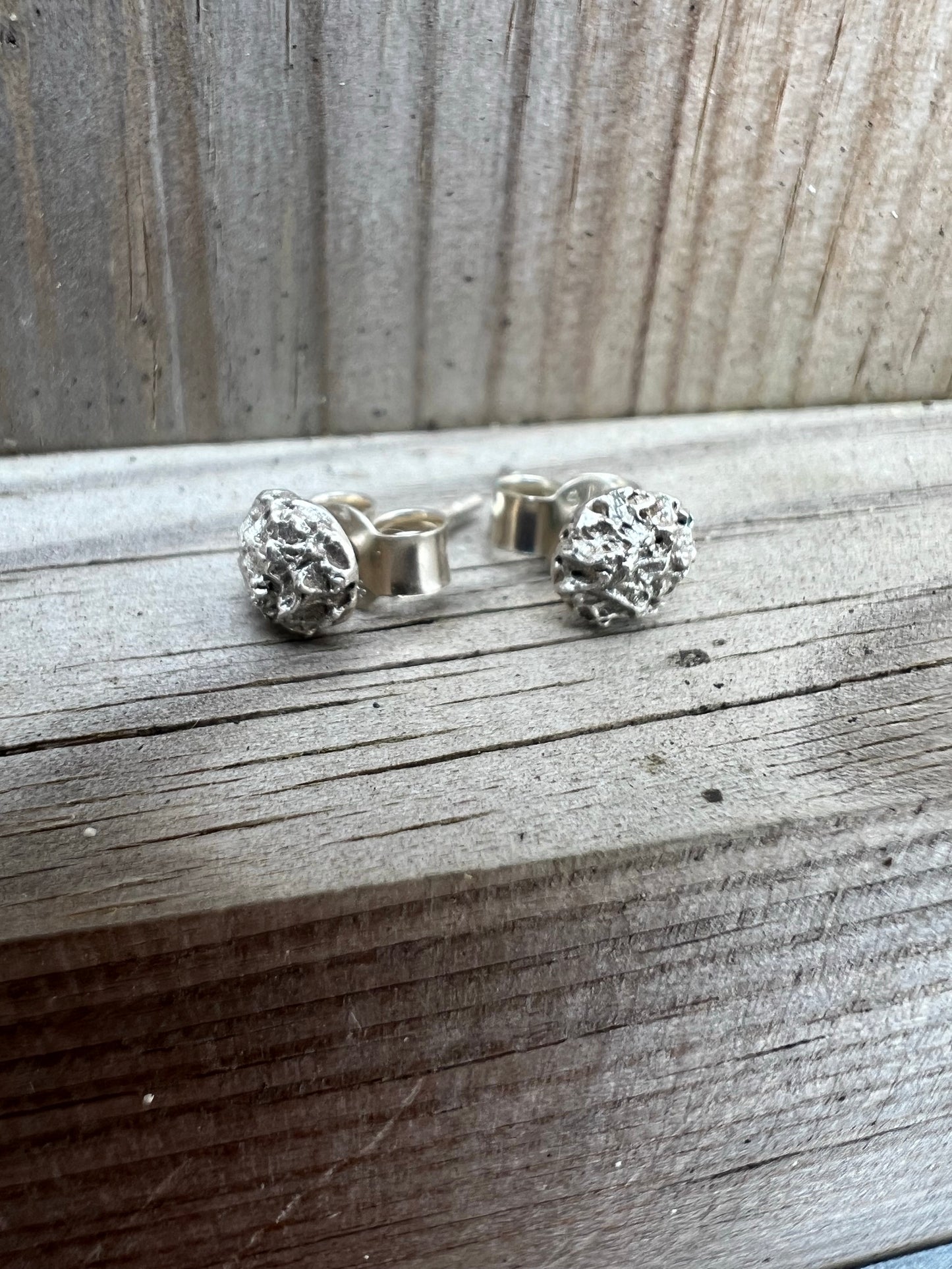 Textured 'Woodland' Stud Earrings in Sterling Silver