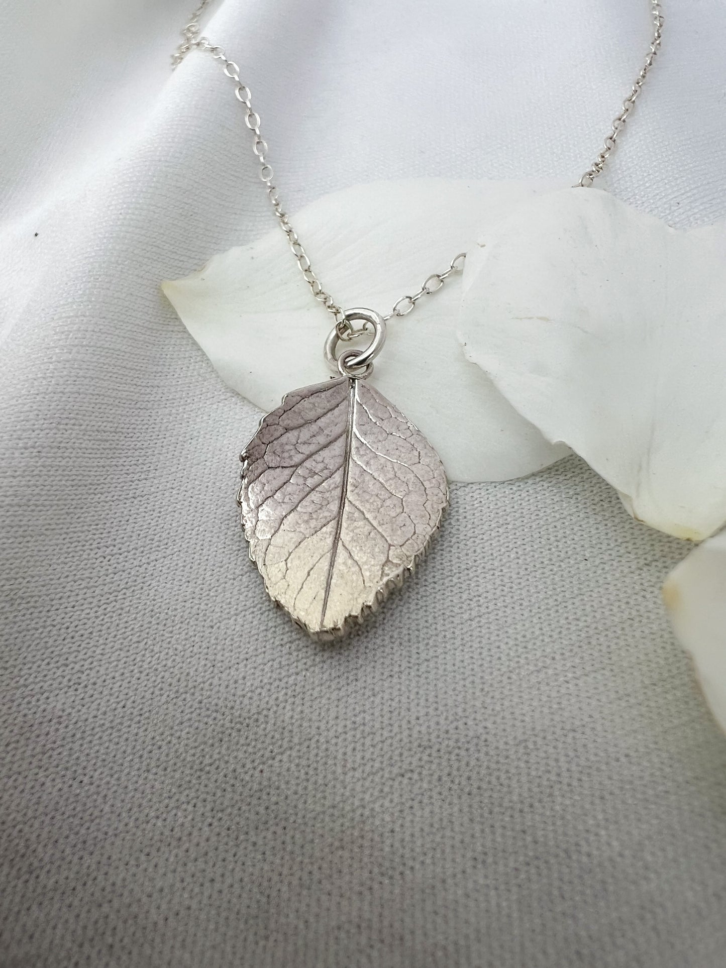 Rose Leaf Pendant in Sterling Silver