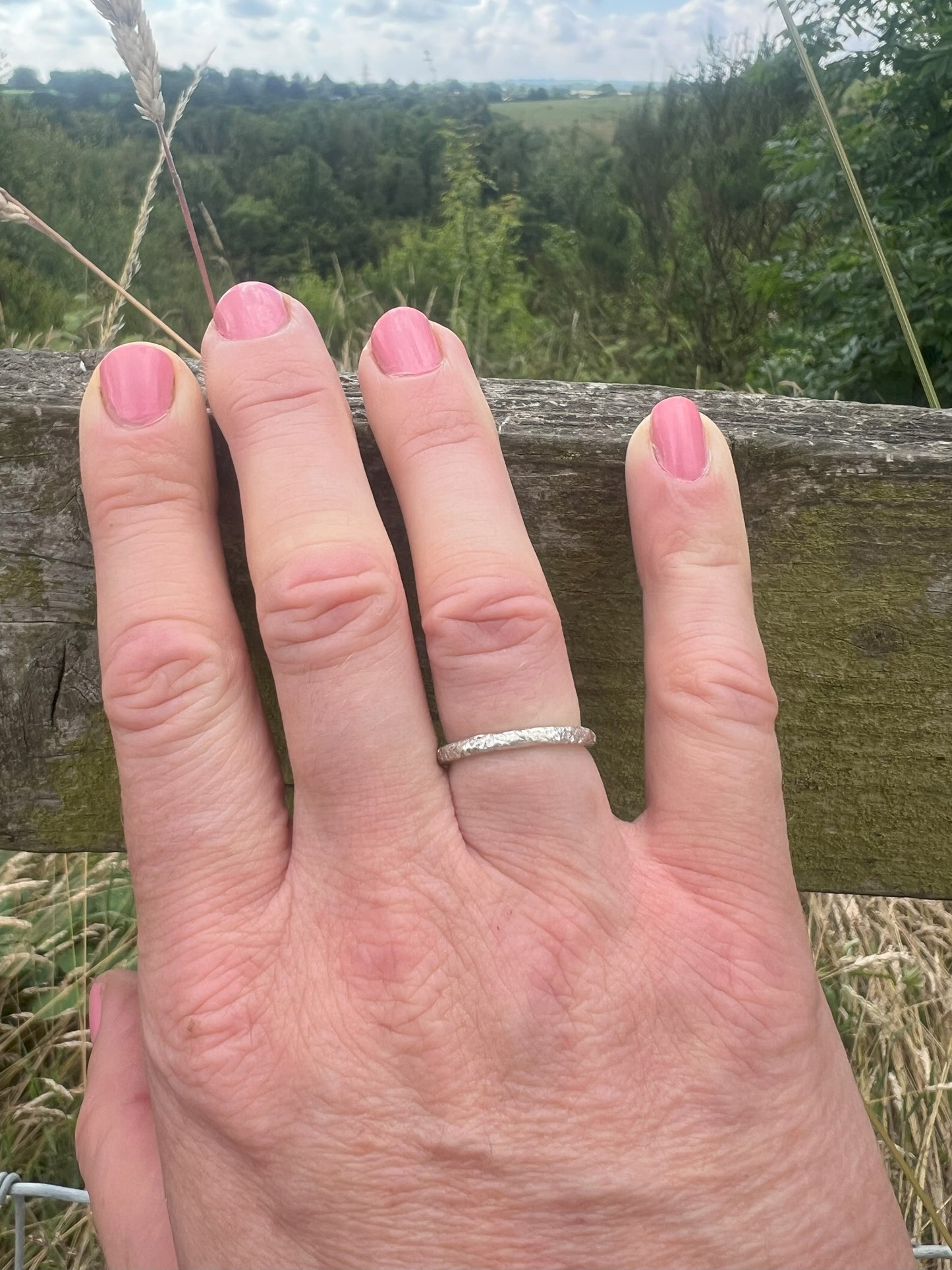 Textured 'Woodland' Sterling Silver Stacking Ring