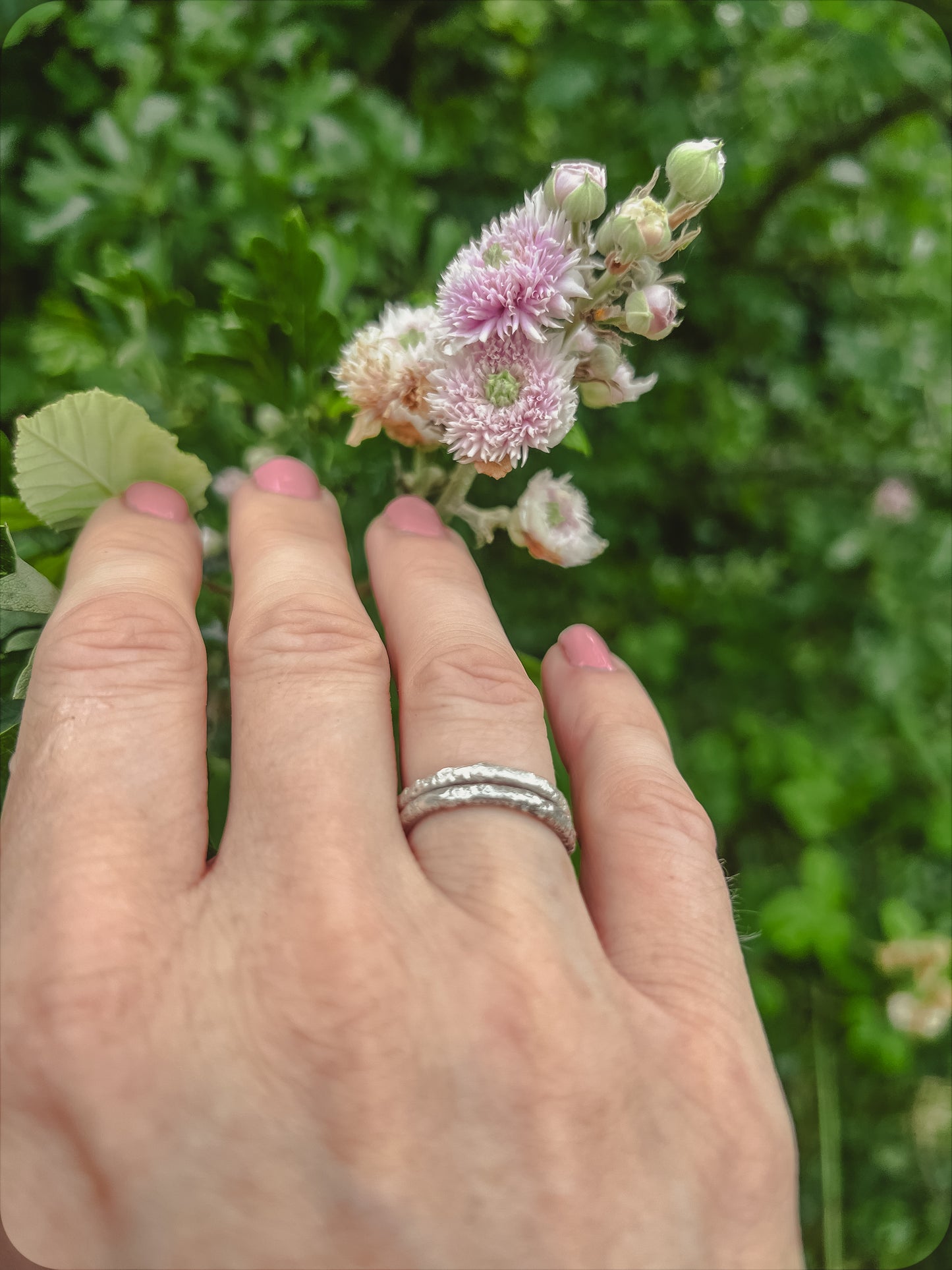 Textured 'Woodland' Sterling Silver Stacking Ring