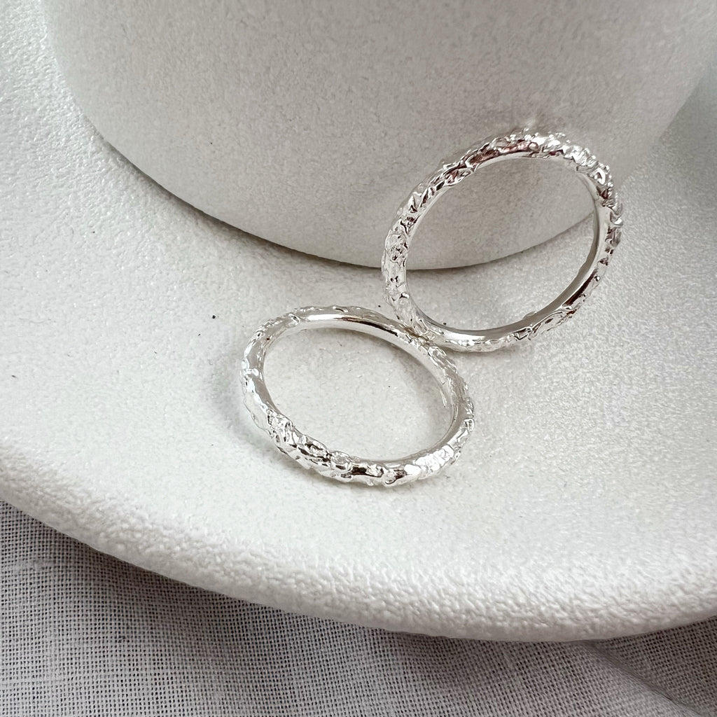 Textured 'Woodland' Sterling Silver Stacking Ring